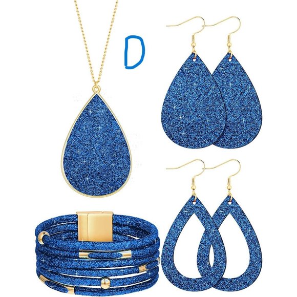 New 4 Pieces Women's Glitter Jewelry Set Multi-Layer Bracelet - Picture 1 of 14